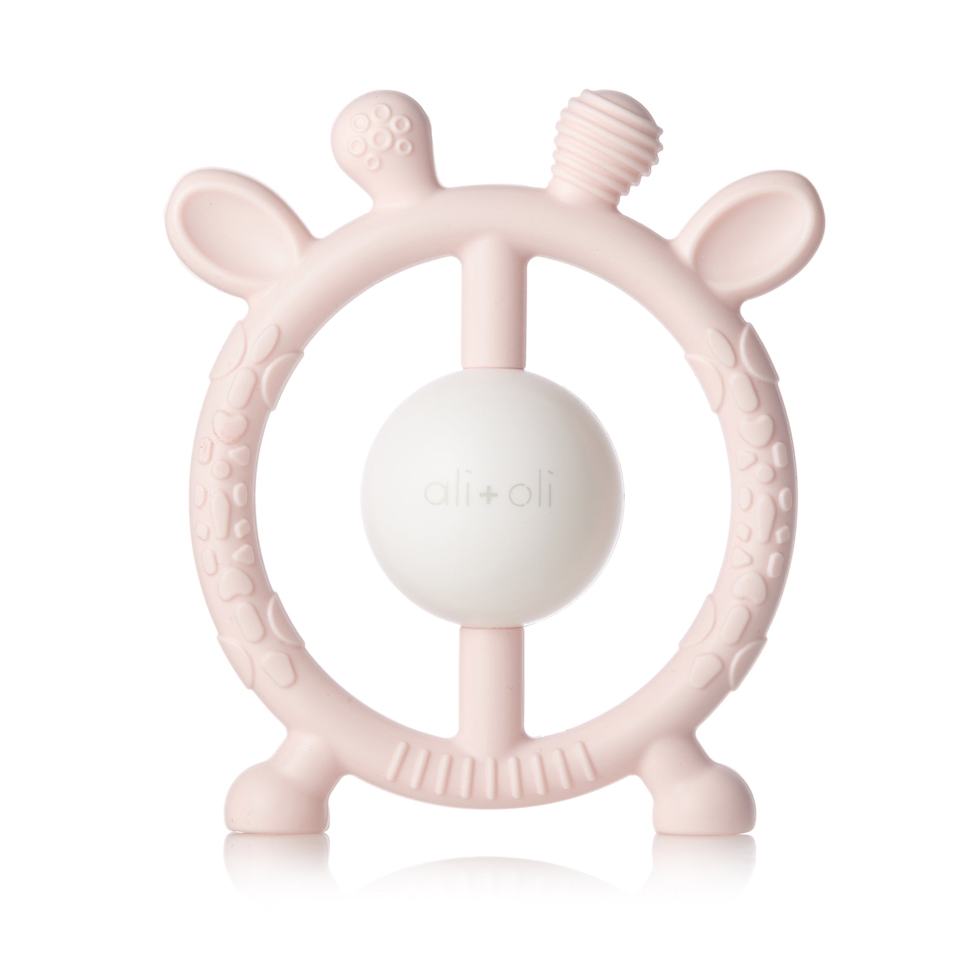 Ali+Oli Pink Infant Baby Giraffe Teether & Rattle Silicon Toy