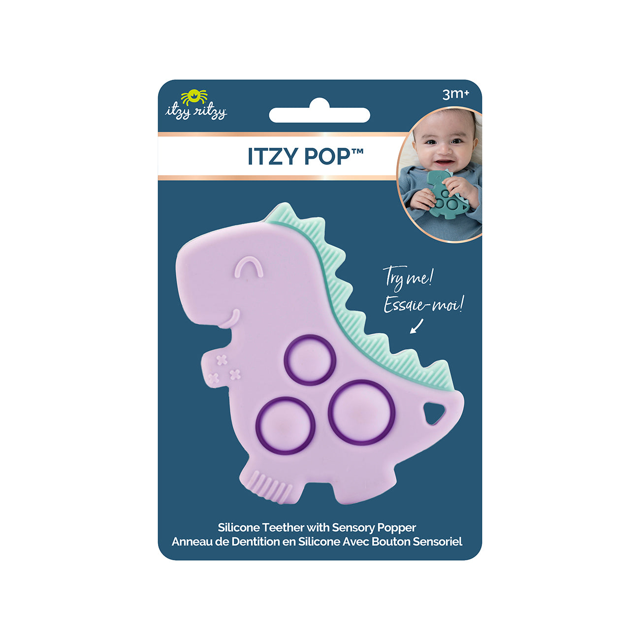 Itzy Pop Dino Popper Fidget Toy Teether