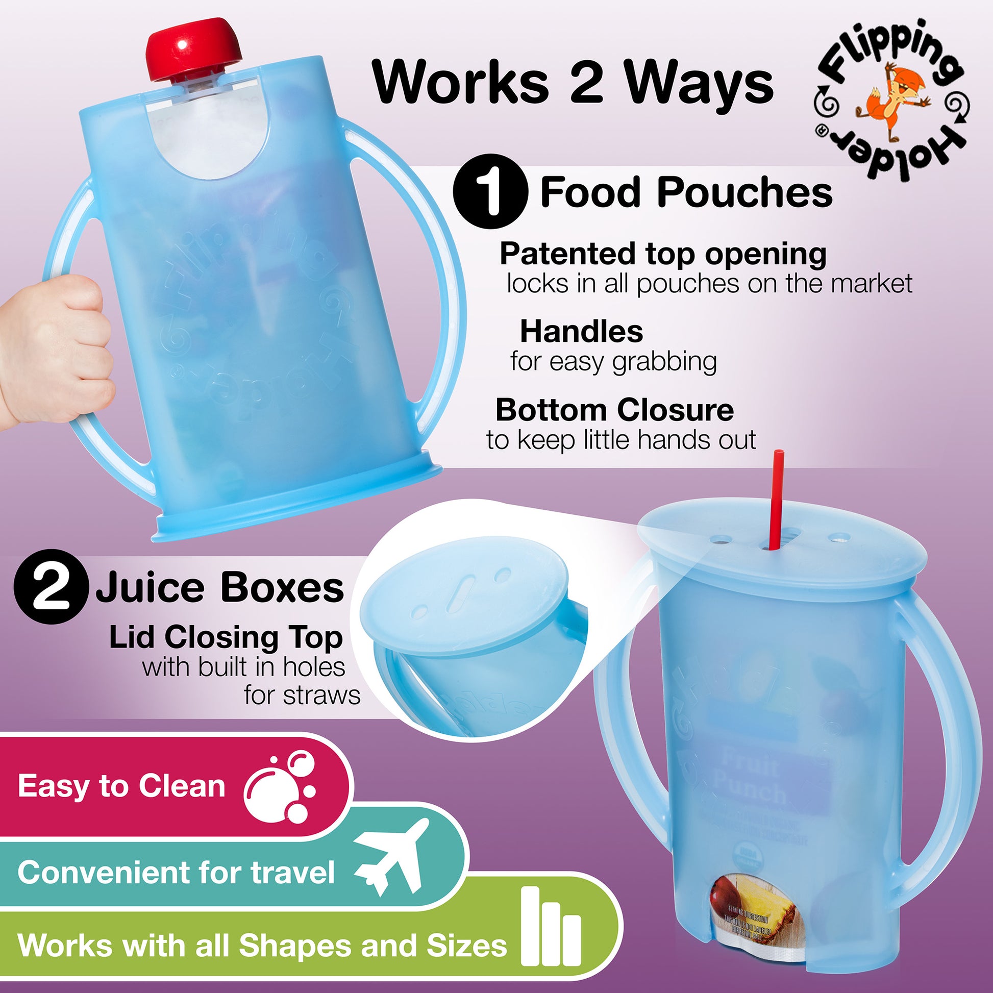 The flipping holder with lid and pouch