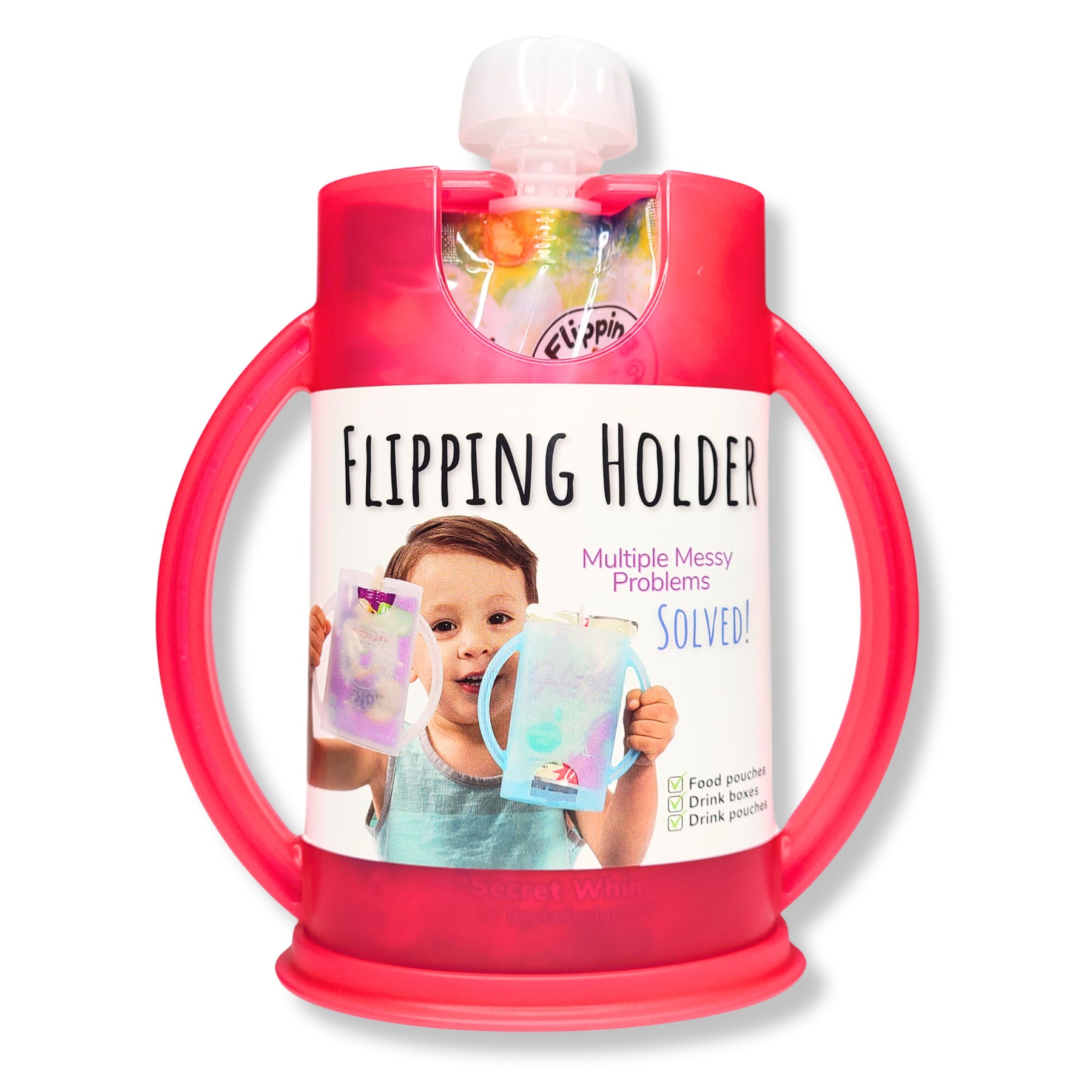 The flipping holder with lid and pouch