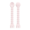 2 in 1 utensils spoon fork for babies pink teether
