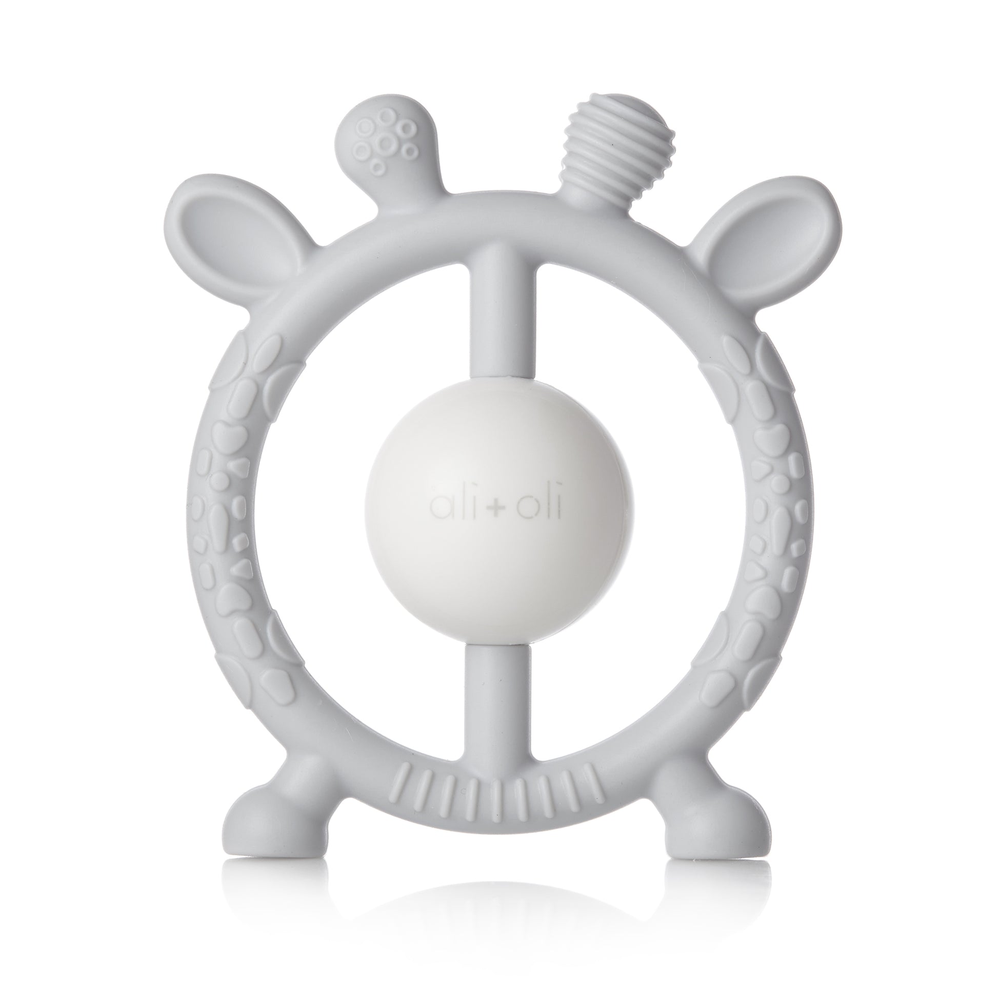 Ali+Oli Gray Infant Baby Giraffe Teether & Rattle Silicon Toy