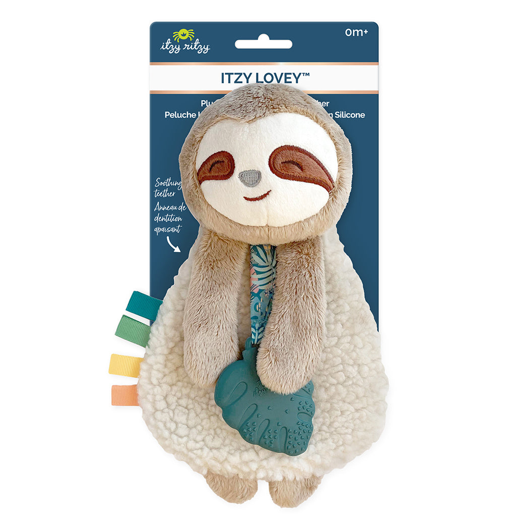 Itzy Lovey Sloth Plush with Silicone Teether Toy