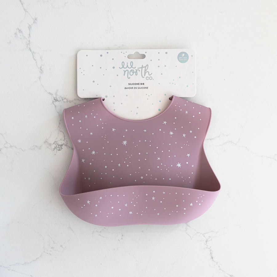Mauve Star Silicone Baby Bib