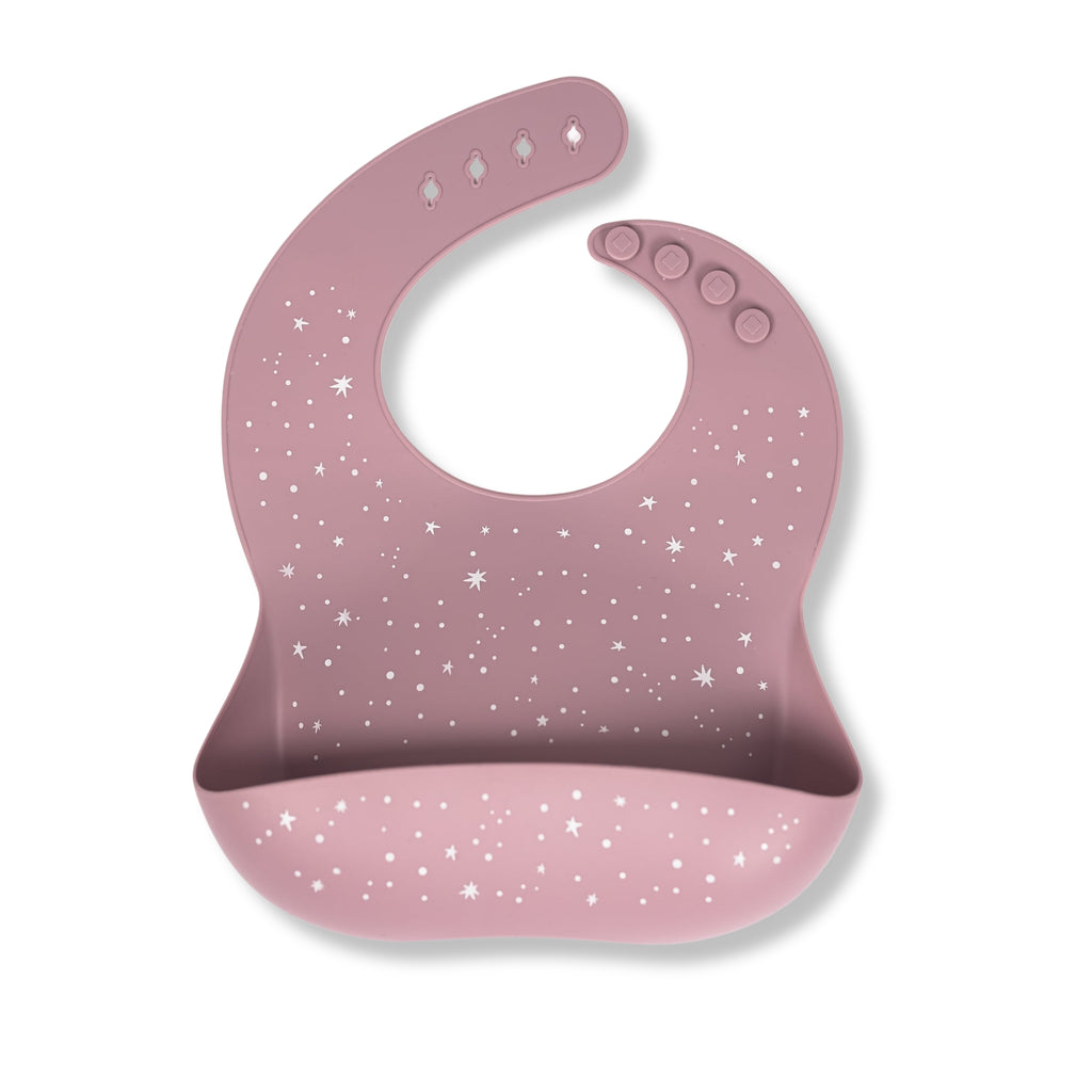 Mauve Star Silicone Baby Bib