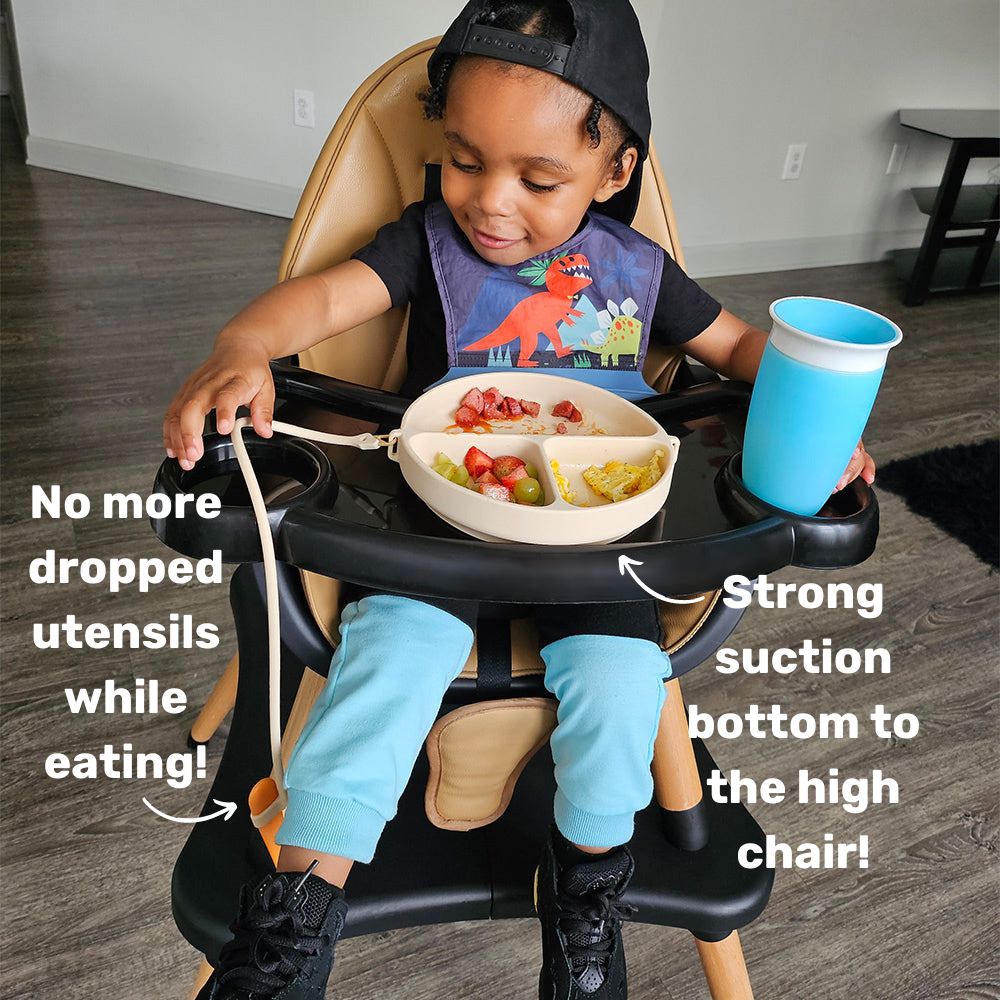 Dropless plate toddler boy no dropping spoons forks strong suction