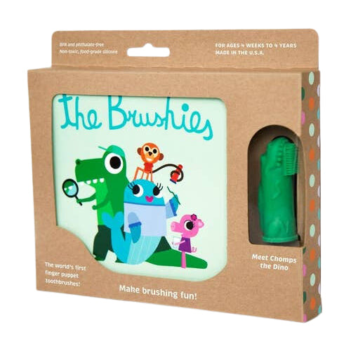 Chomps the Dino Brushie and Book Baby Toddler Toothbrush