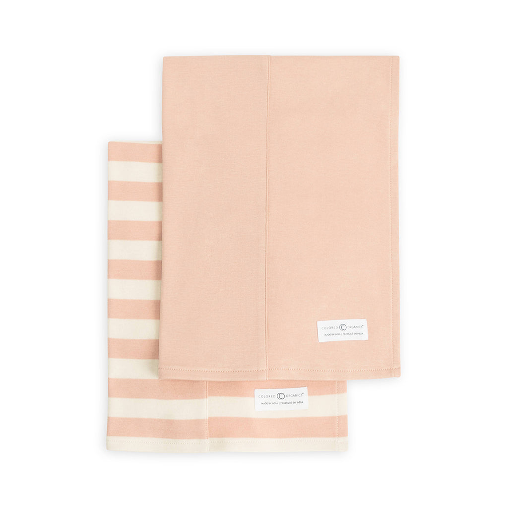 Colored Organics Burp Cloths - Blush + Blush Ely Stripe (2-pack)
