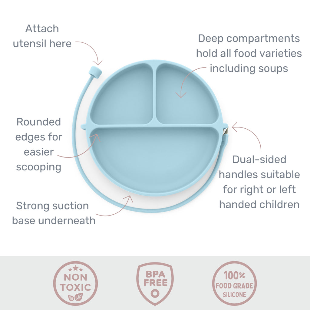 Dropless plate starlight blue suction silicone plate