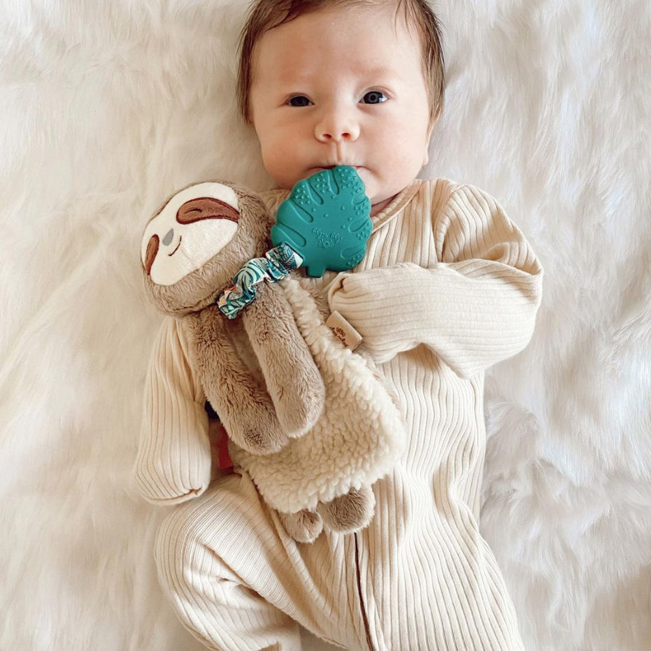 Itzy Lovey Sloth Plush with Silicone Teether Toy