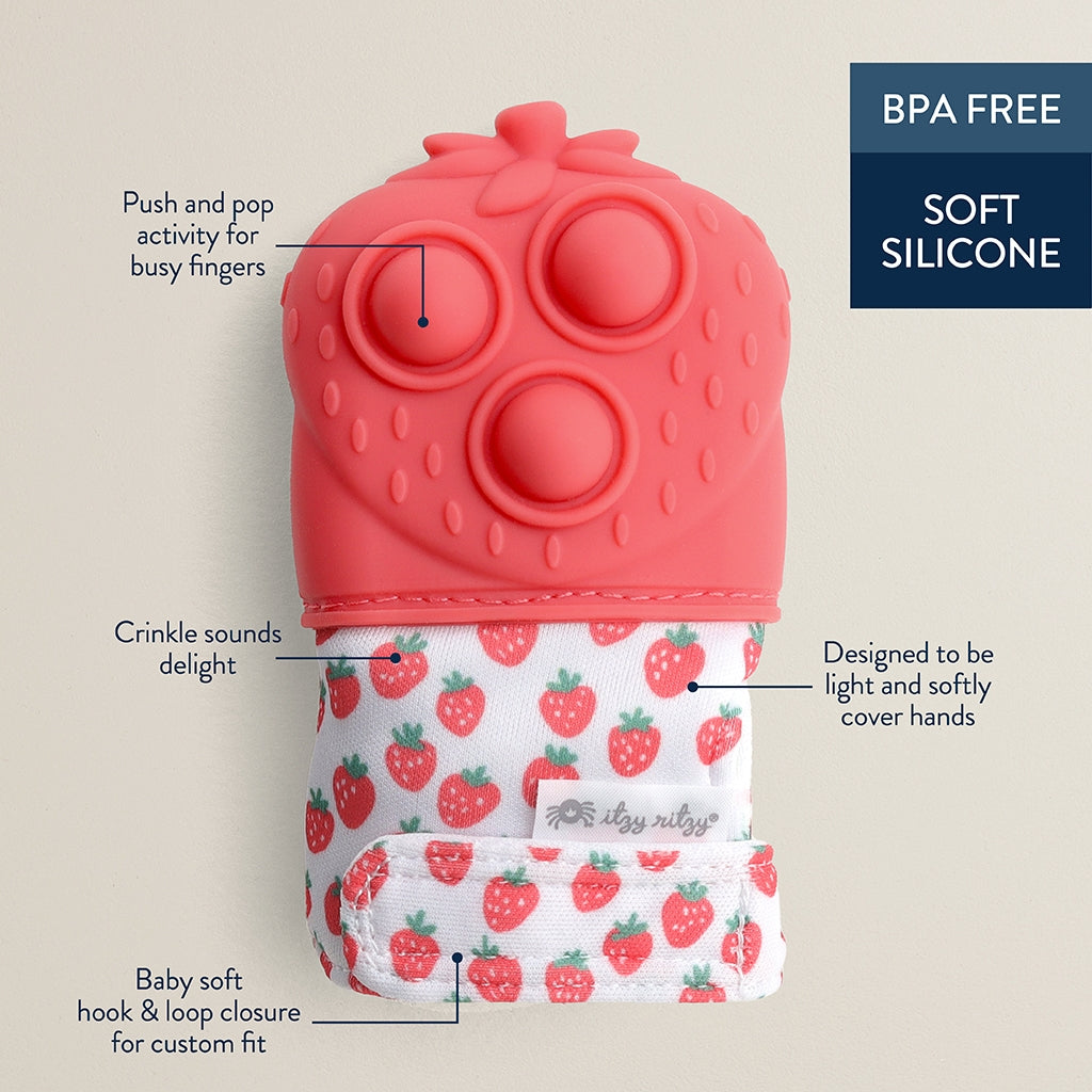 itzy rrutzy mit pop teething mitten baby teether
