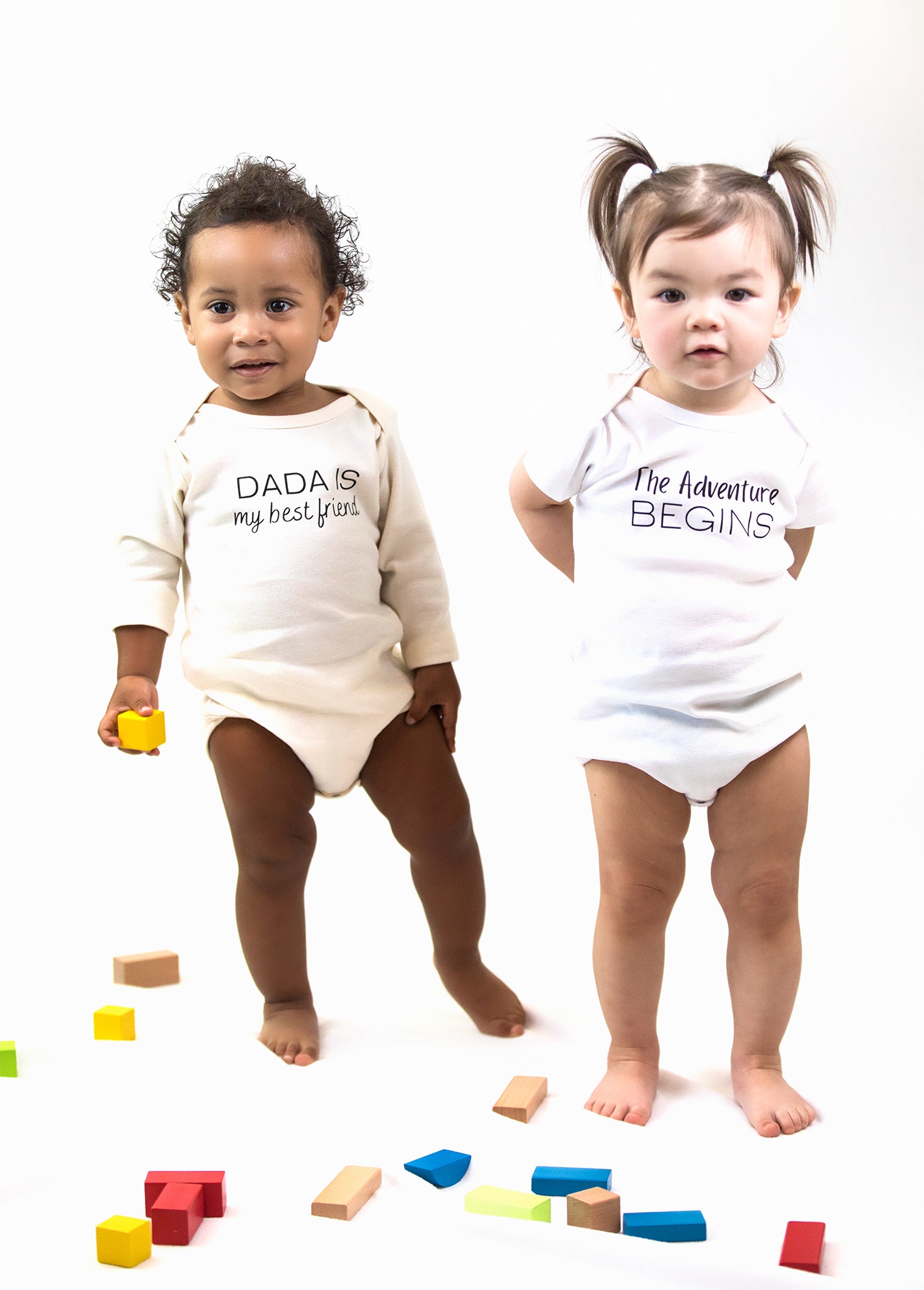 Jedbaby Dada is My Best Friend Natural White Organic Cotton Long Sleeve Baby Boy Girl Clothes Onesie Bodysuit