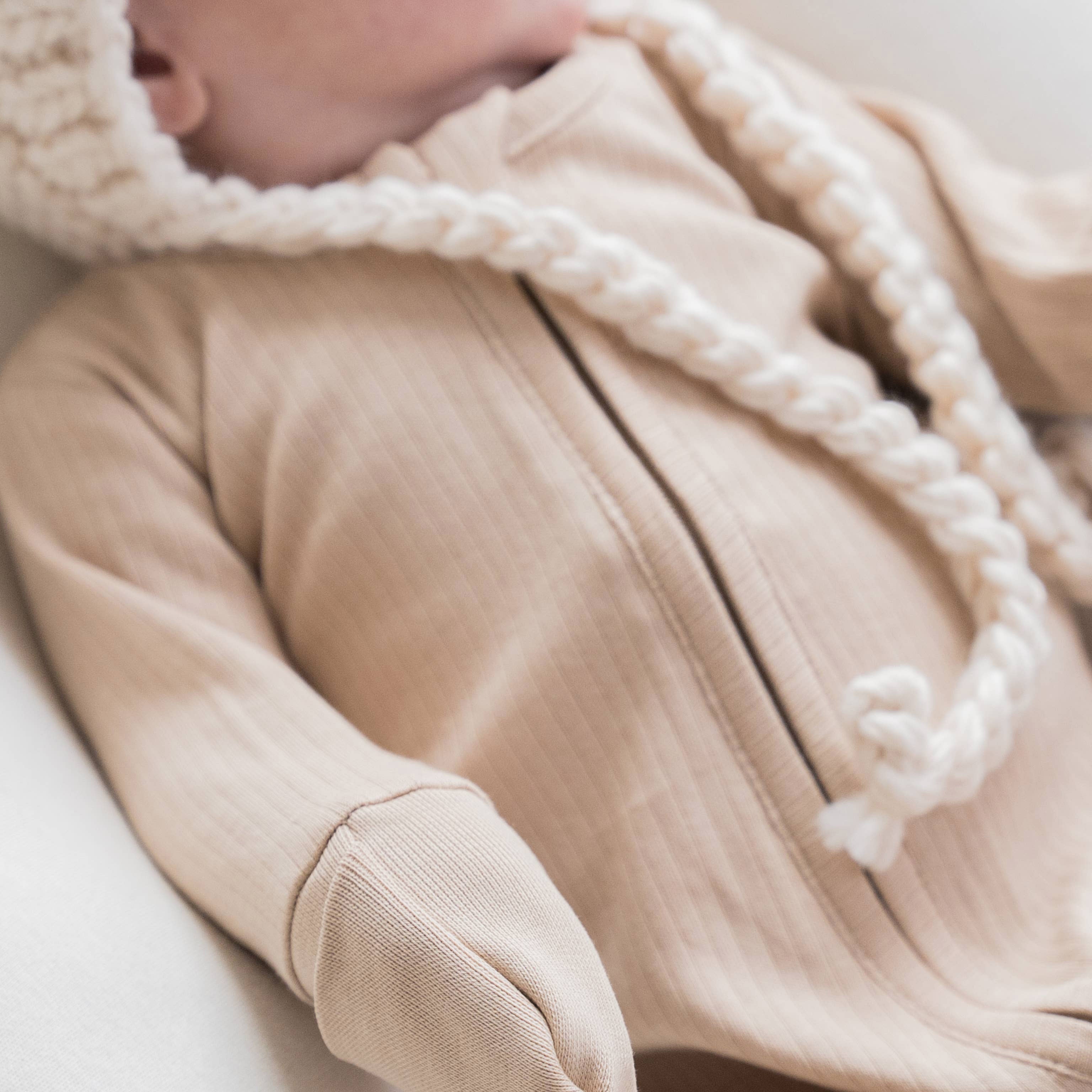 Colored Organics Infant Baby Ribbed Zipper Sleeper - Clay