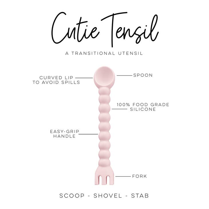 2 in 1 utensils spoon fork for babies pink teether