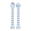 2 in 1 utensils spoon fork for babies blue teether