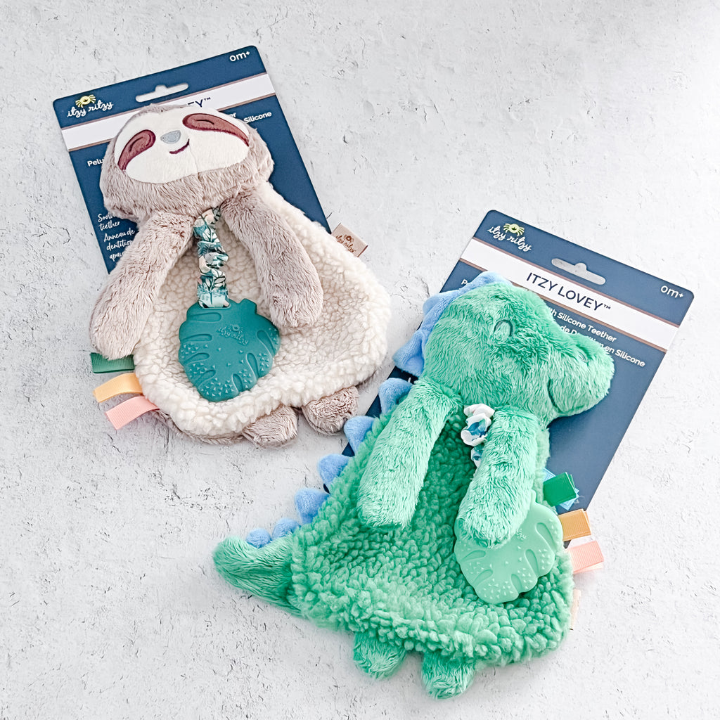 Itzy Lovey Sloth Plush with Silicone Teether Toy