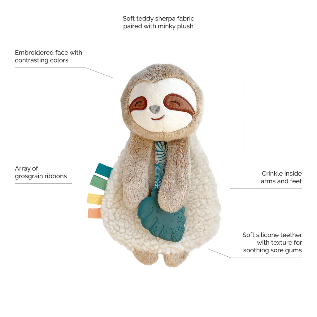 Itzy Lovey Sloth Plush with Silicone Teether Toy
