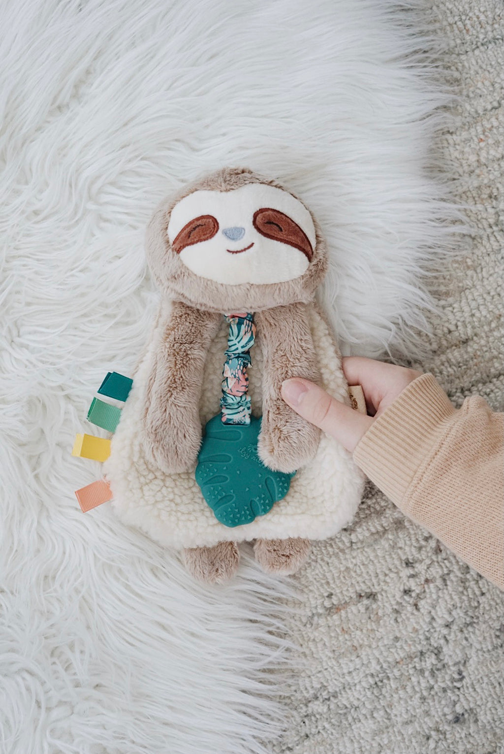 Itzy Lovey Sloth Plush with Silicone Teether Toy