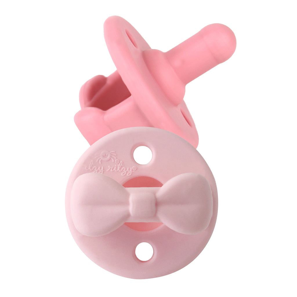 Newborn Infant Baby Itzy Ritzy 2pk Pink Bows Sweetie Soother Pacifiers. Jedbaby