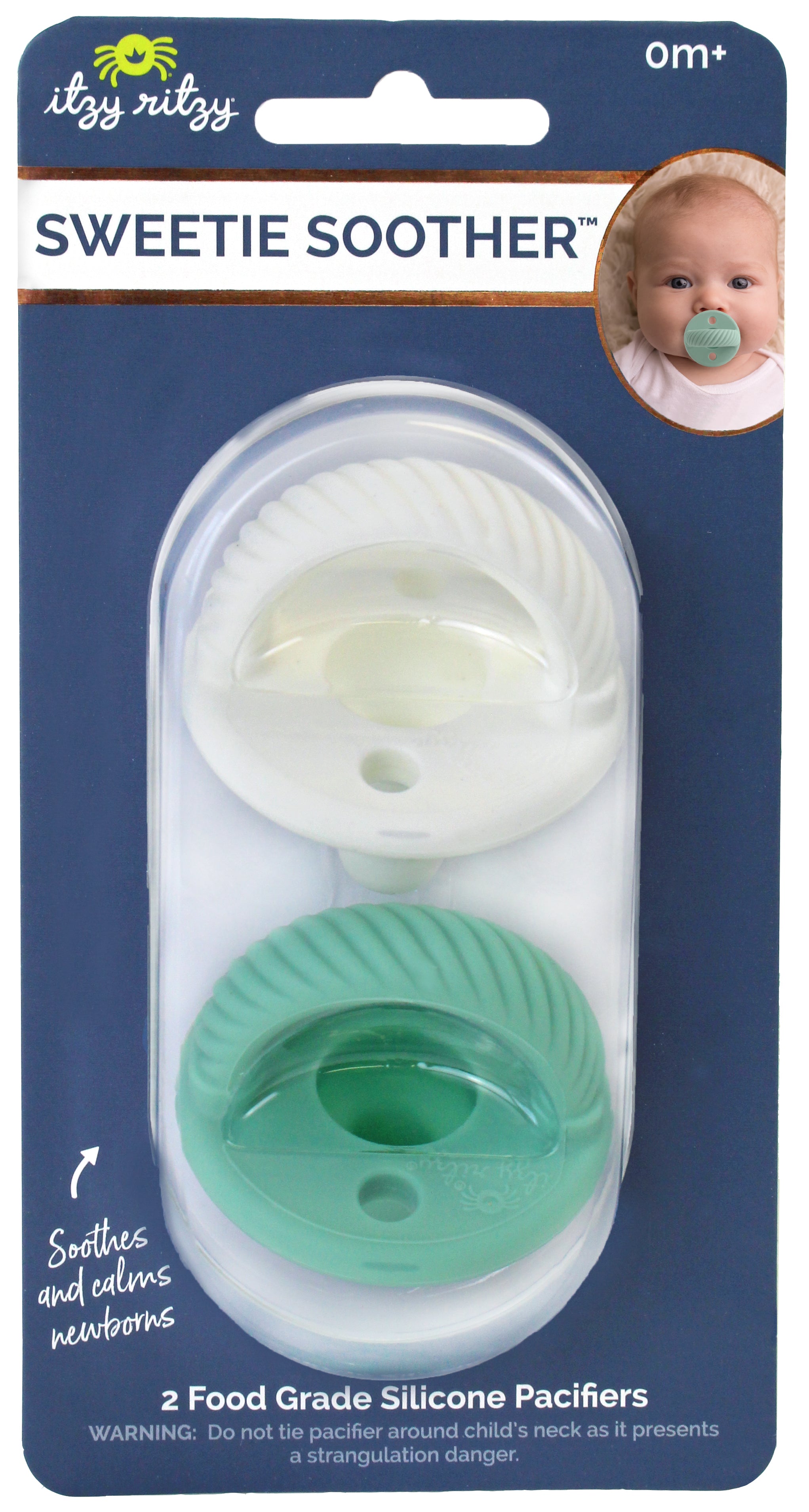 Newborn Infant Baby Itzy Ritzy 2pk Mint White Cables Sweetie Soother Pacifiers. Jedbaby