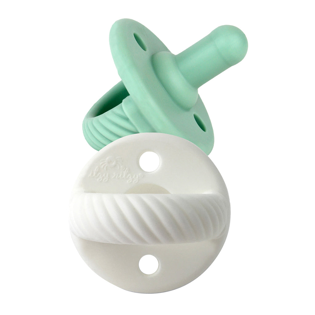 Newborn Infant Baby Itzy Ritzy 2pk Mint White Cables Sweetie Soother Pacifiers. Jedbaby