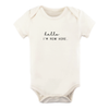 Load image into Gallery viewer, Baby Hello I&#39;m New Here Organic Bodysuit Short Sleeve. Made in USA from 100% GOTS certified organic cotton. Jedbaby