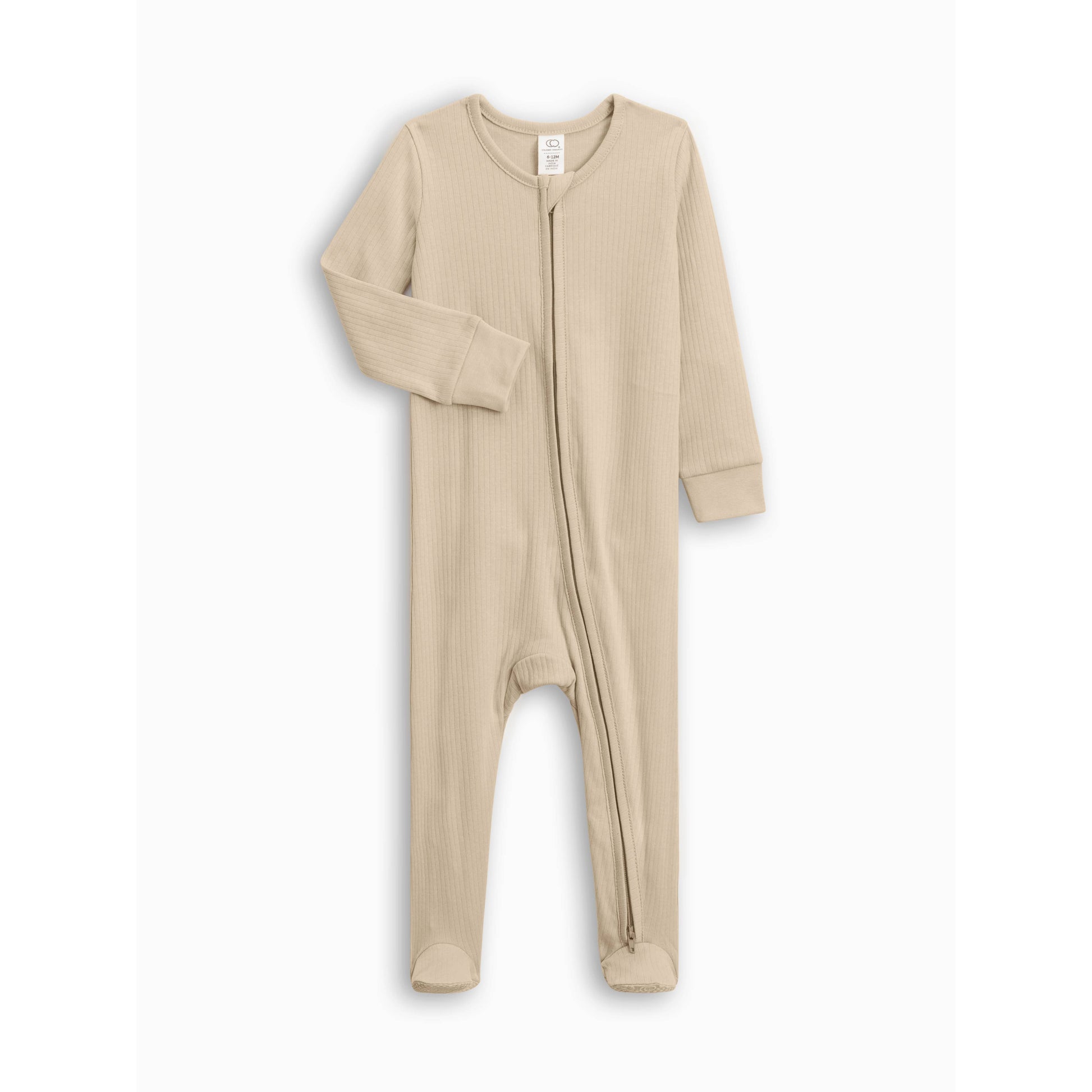 Colored Organics Infant Baby Ribbed Zipper Sleeper - Clay